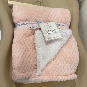Modern Baby Reversible Pink and White Blanket